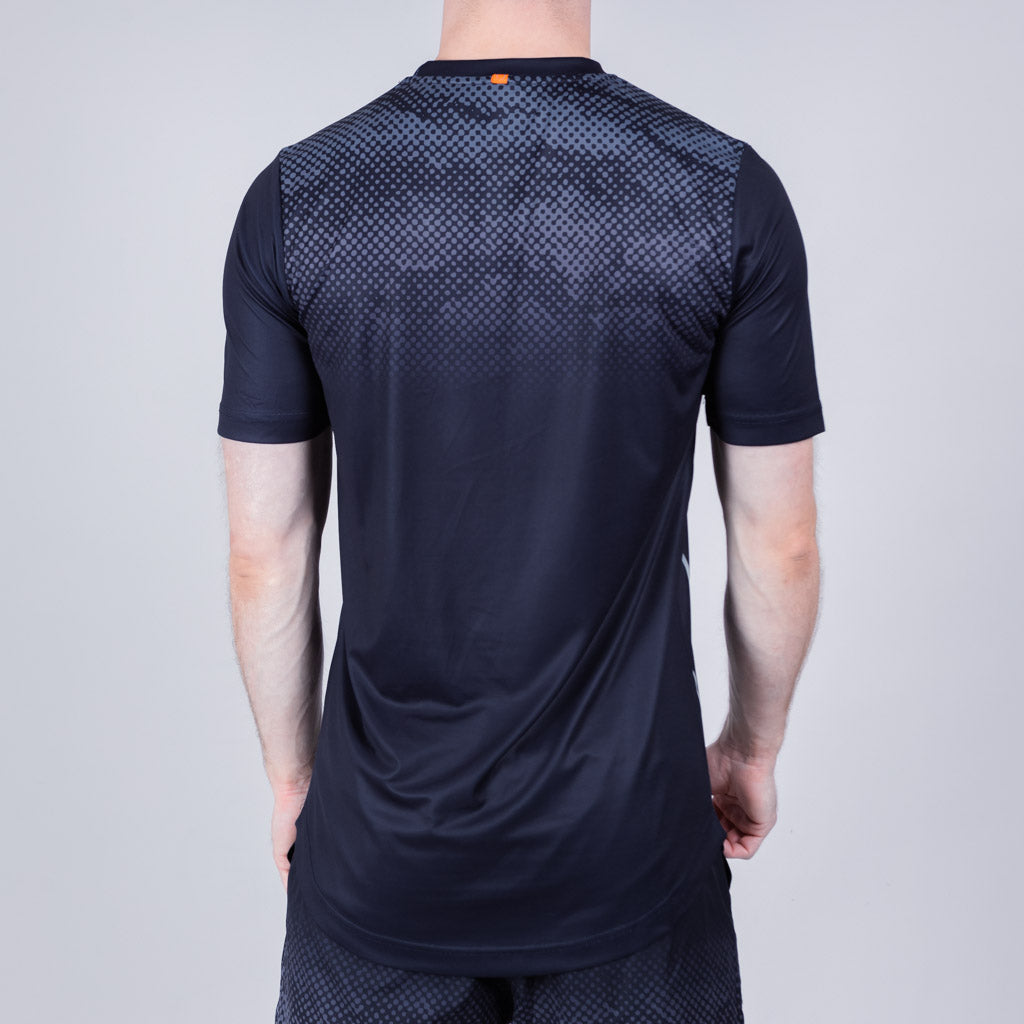 Brack Marl Jersey Curved Hem Crew Neck T-Shirt - Jet Black