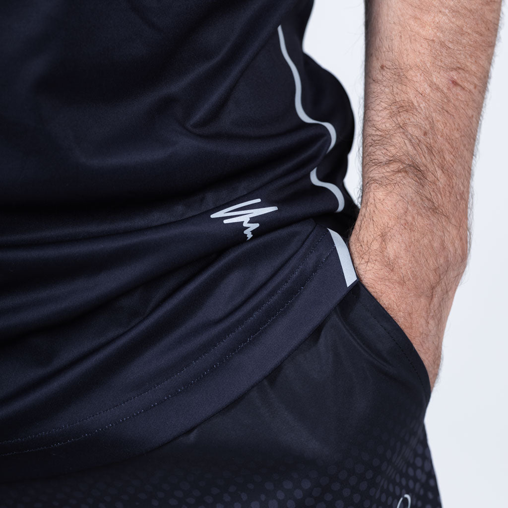 Brack Marl Jersey Curved Hem Crew Neck T-Shirt - Jet Black