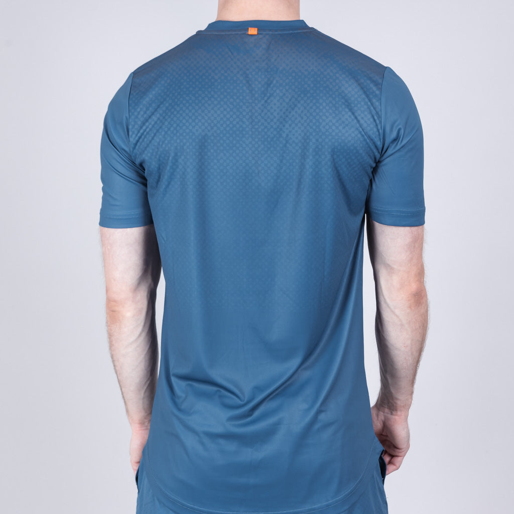 Brack Marl Jersey Curved Hem Crew Neck T-Shirt - Mallard