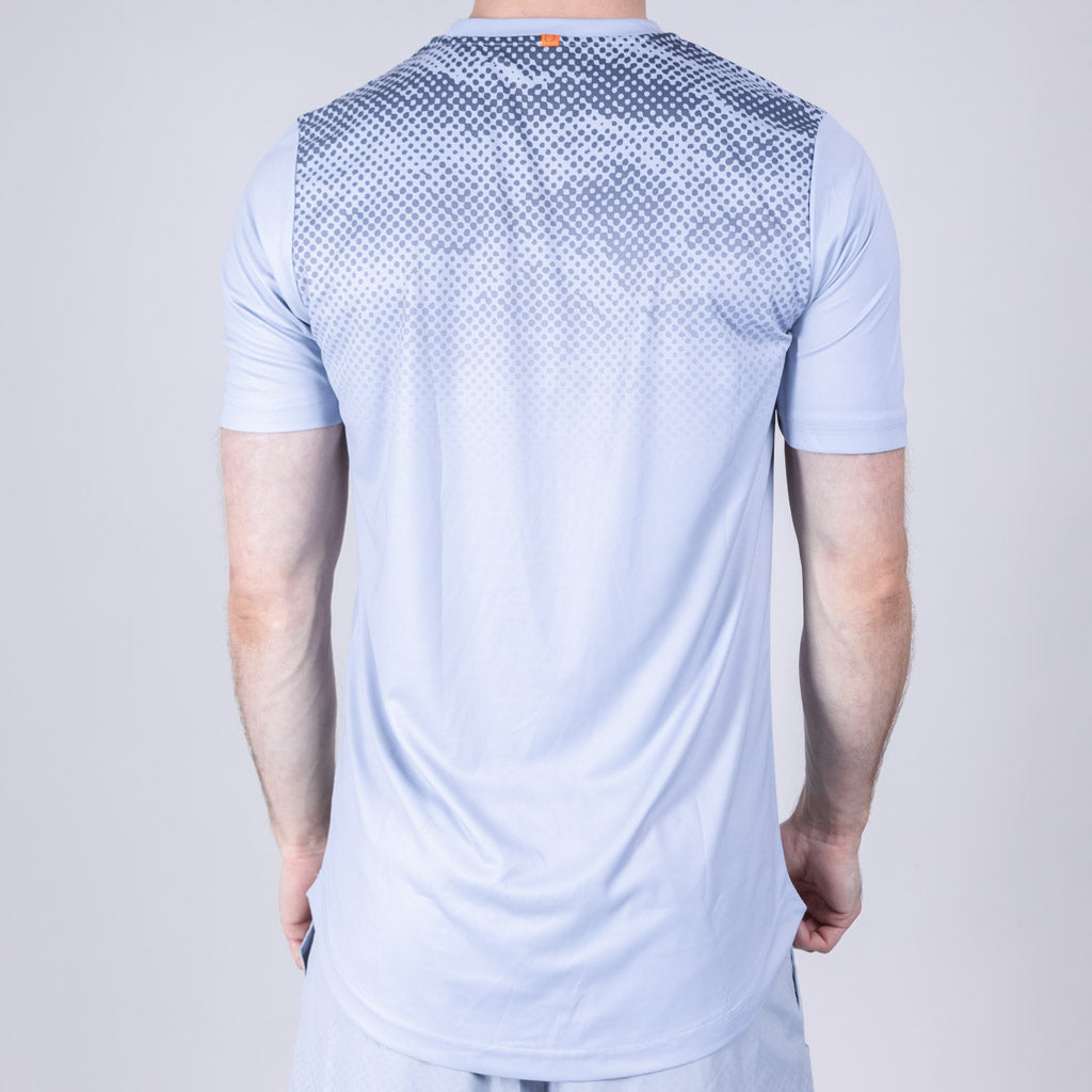 Brack Marl Jersey Curved Hem Crew Neck T-Shirt - Vapour Blue