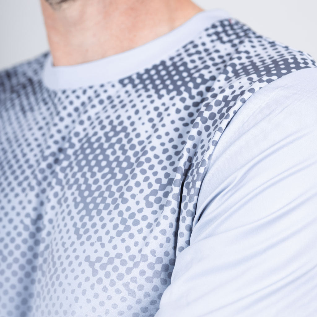 Brack Marl Jersey Curved Hem Crew Neck T-Shirt - Vapour Blue