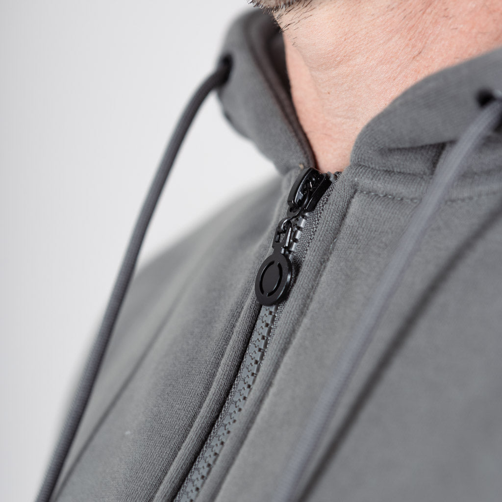 Calder Brush Back Zip Sweat Hoodie - Khaki Marl