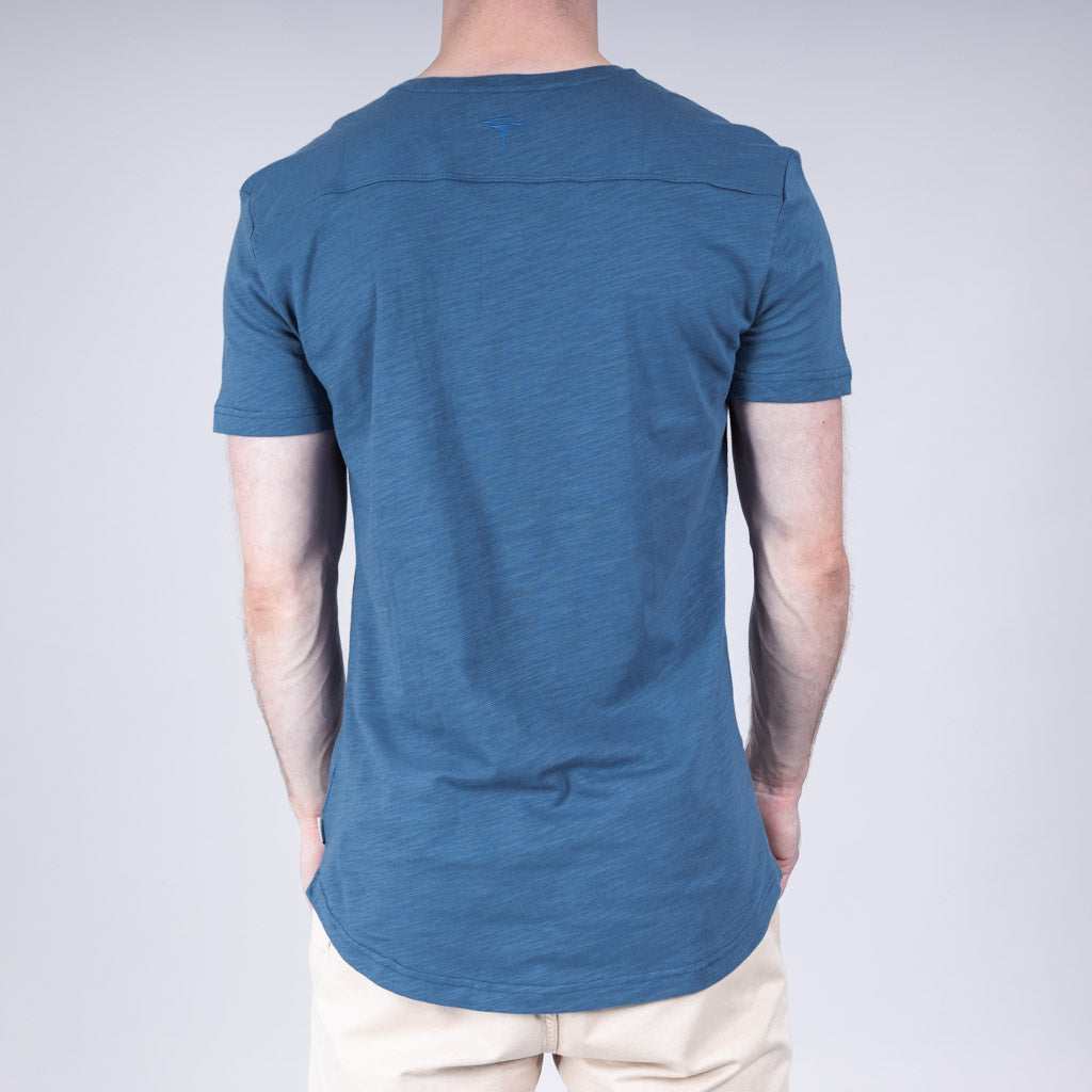 Katrine Linen Jersey Henley T-Shirt - Bering Sea