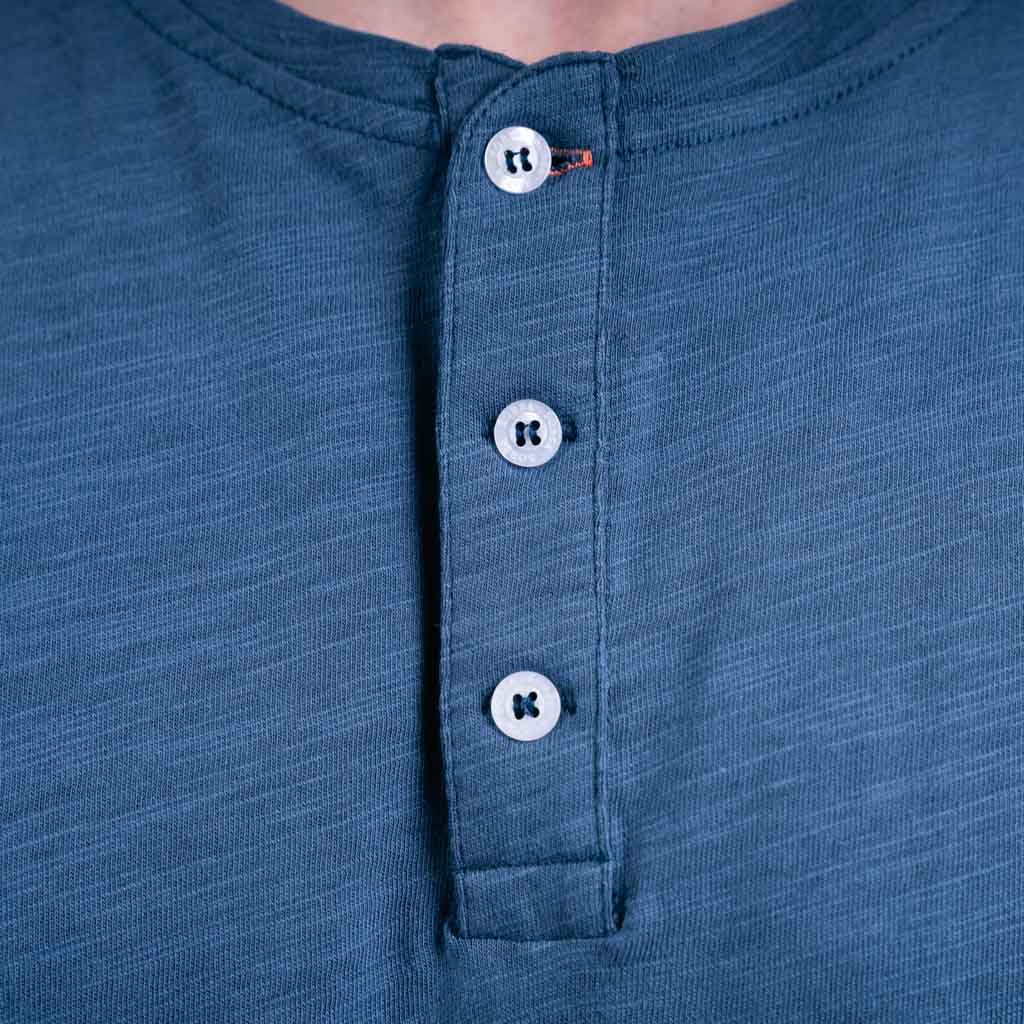 Katrine Linen Jersey Henley T-Shirt - Bering Sea