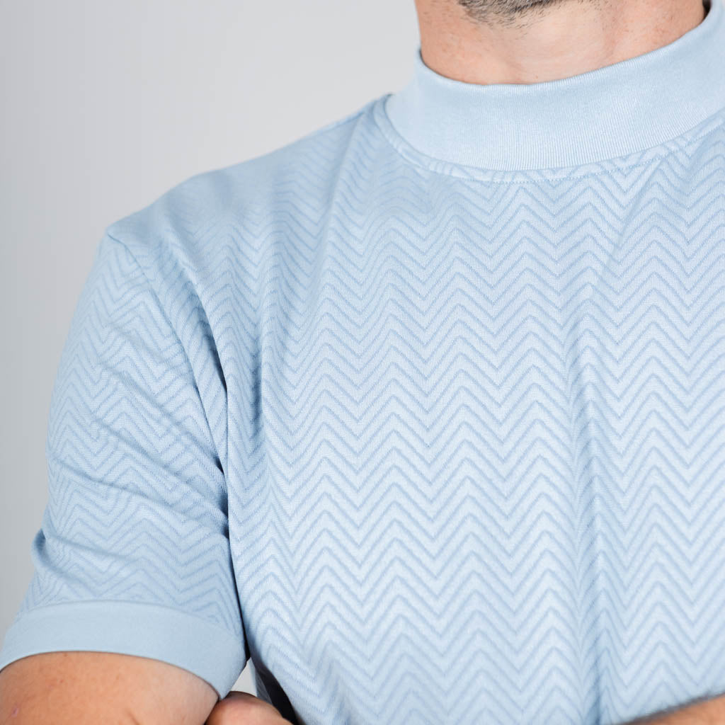 Lednoch Seamless Jersey Herringbone Crew T-Shirt - Celestial Blue