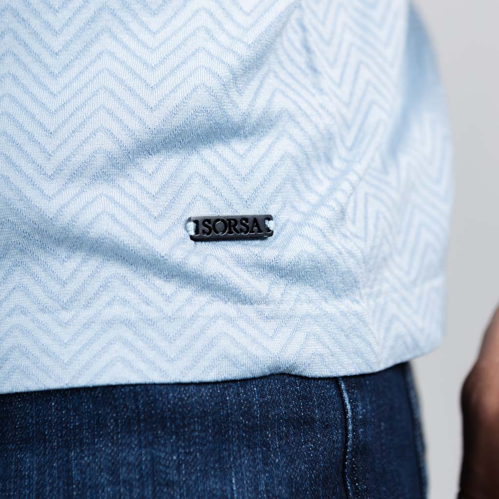 Lednoch Seamless Jersey Herringbone Crew T-Shirt - Celestial Blue