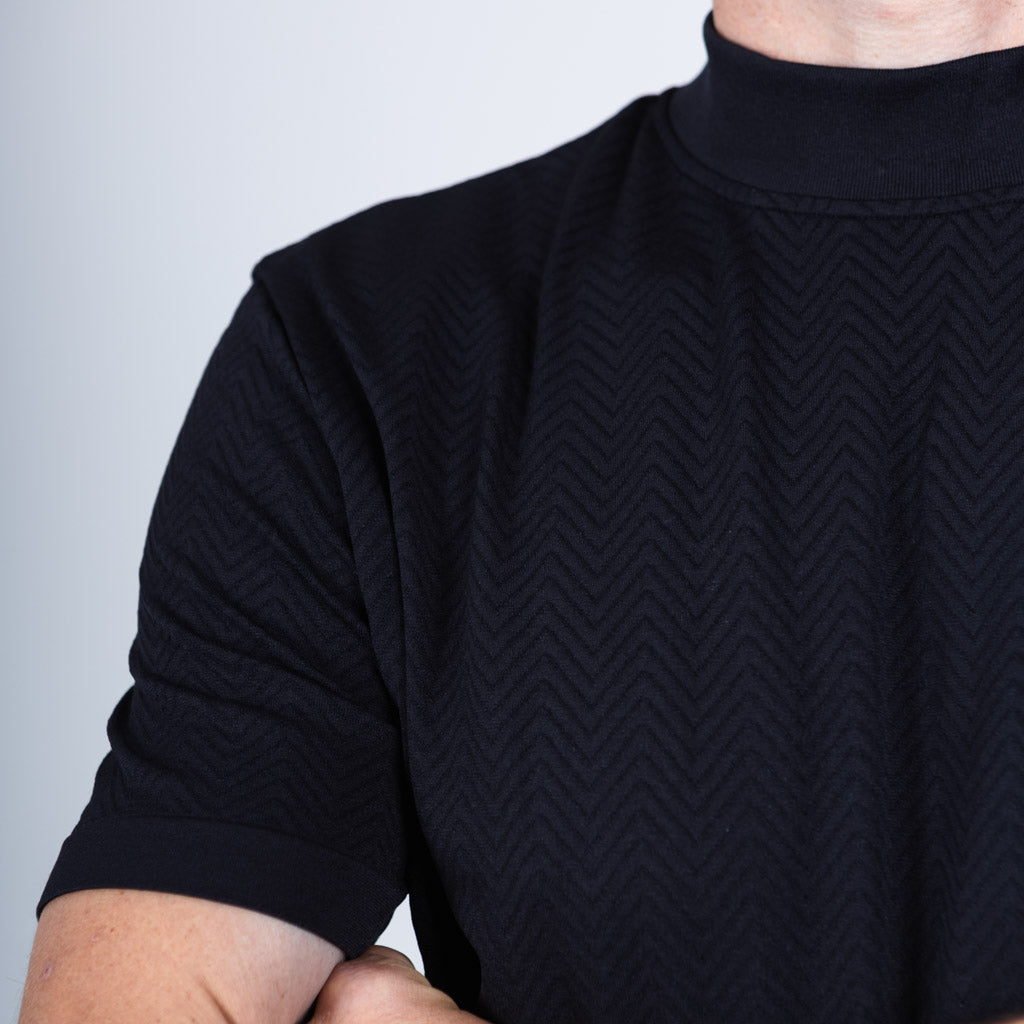 Lednoch Seamless Jersey Herringbone Crew T-Shirt - Jet Black