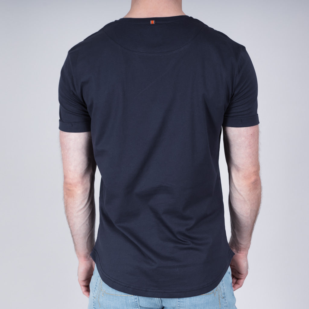 Lomond Jersey Curved Hem Crew Neck T-Shirt - Medieval Blue