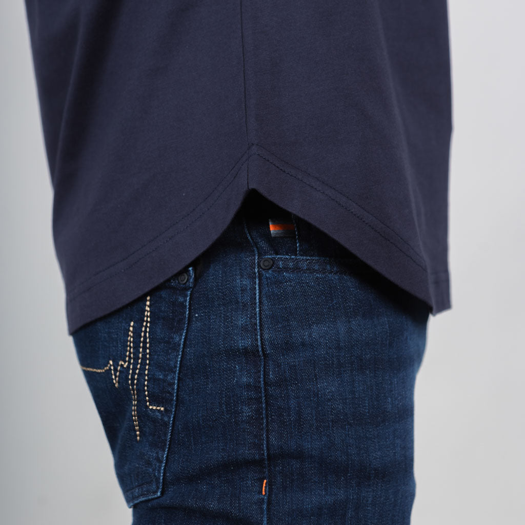 Lomond Jersey Curved Hem Crew Neck T-Shirt - Medieval Blue