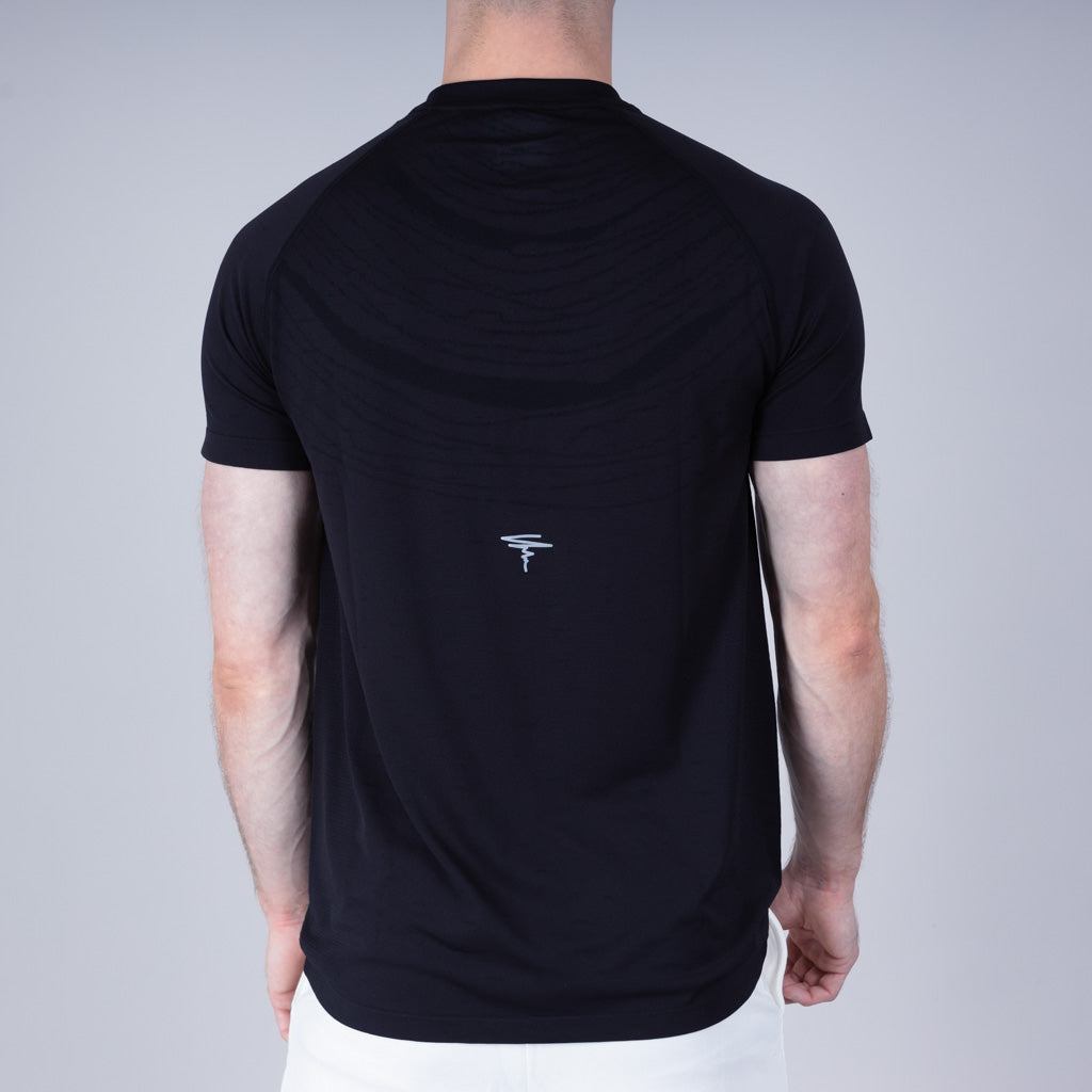 Lub marl Knit Seamless Crew Neck T-Shirt - Jet Black