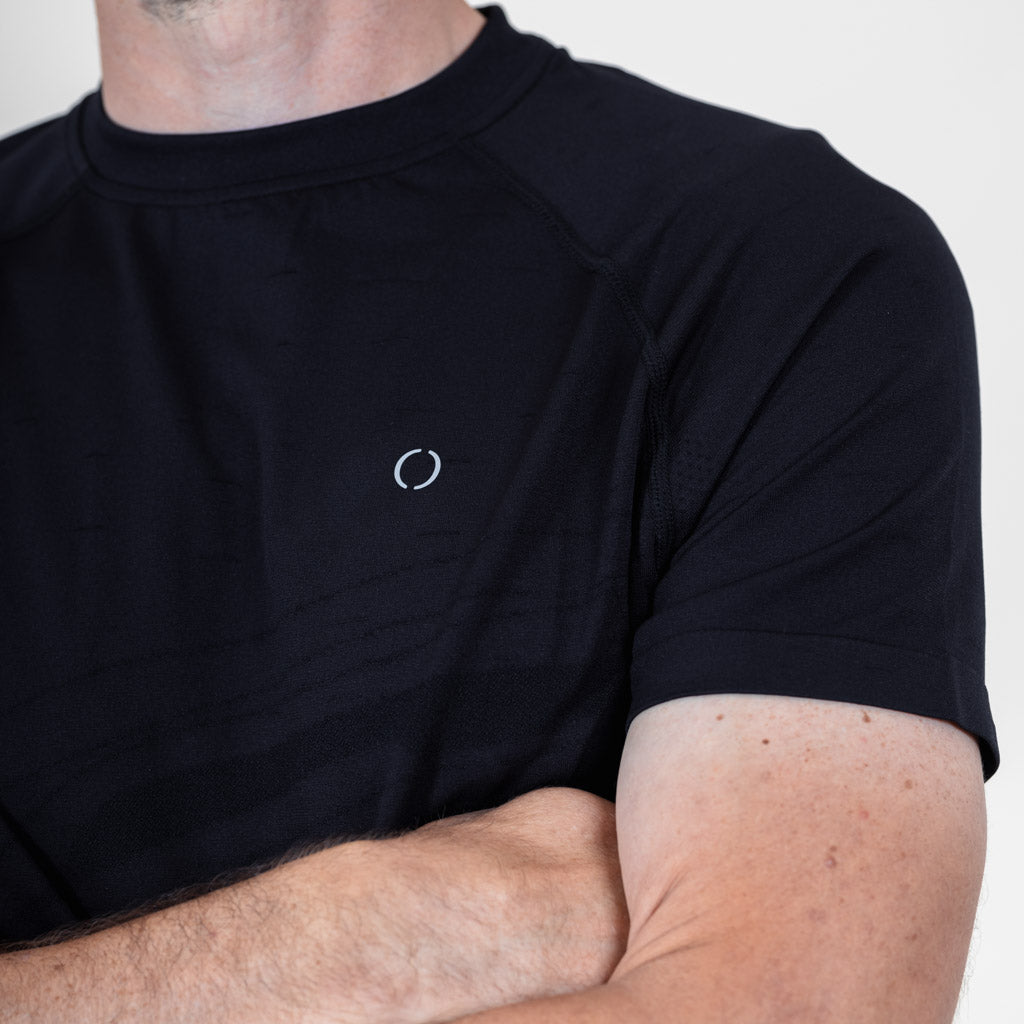 Lub marl Knit Seamless Crew Neck T-Shirt - Jet Black