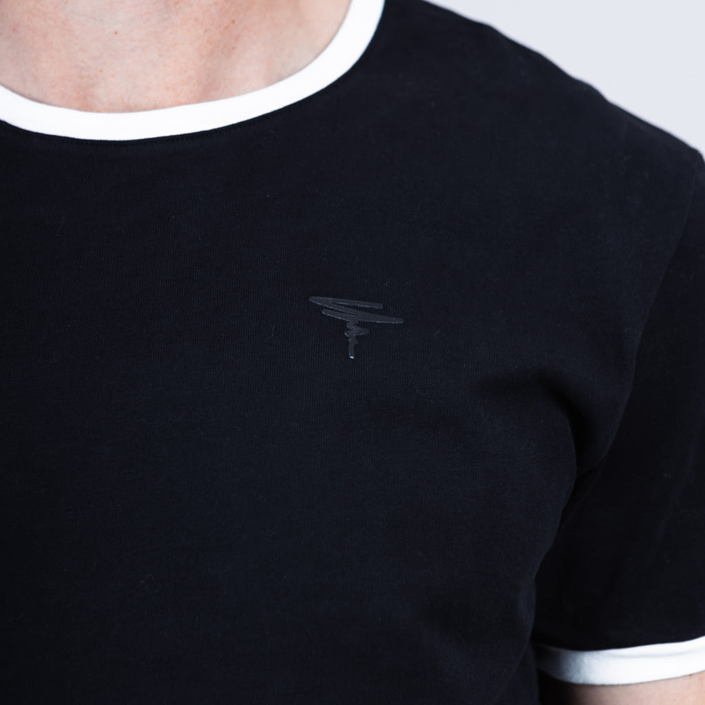 Maree Ringer Tee with Curved Hem - Jet Black