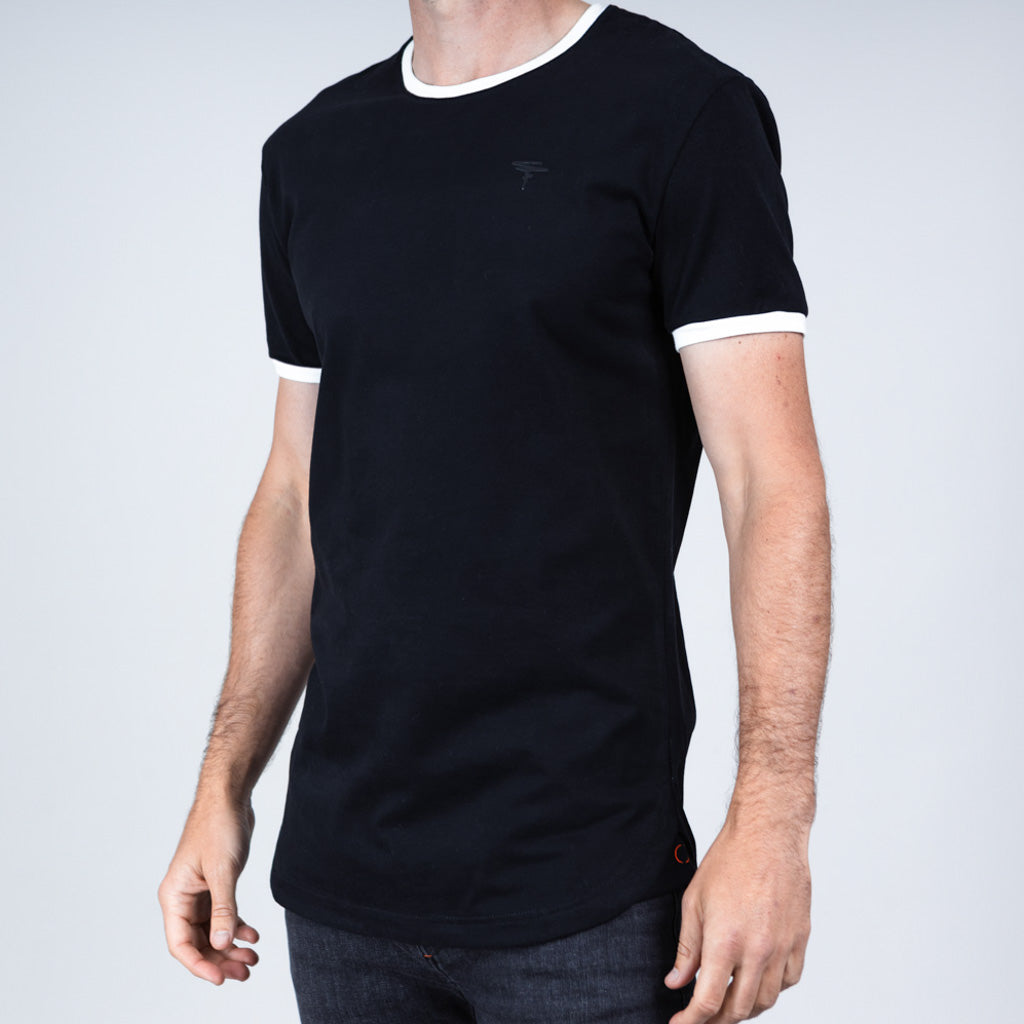 Maree Ringer Tee with Curved Hem - Jet Black