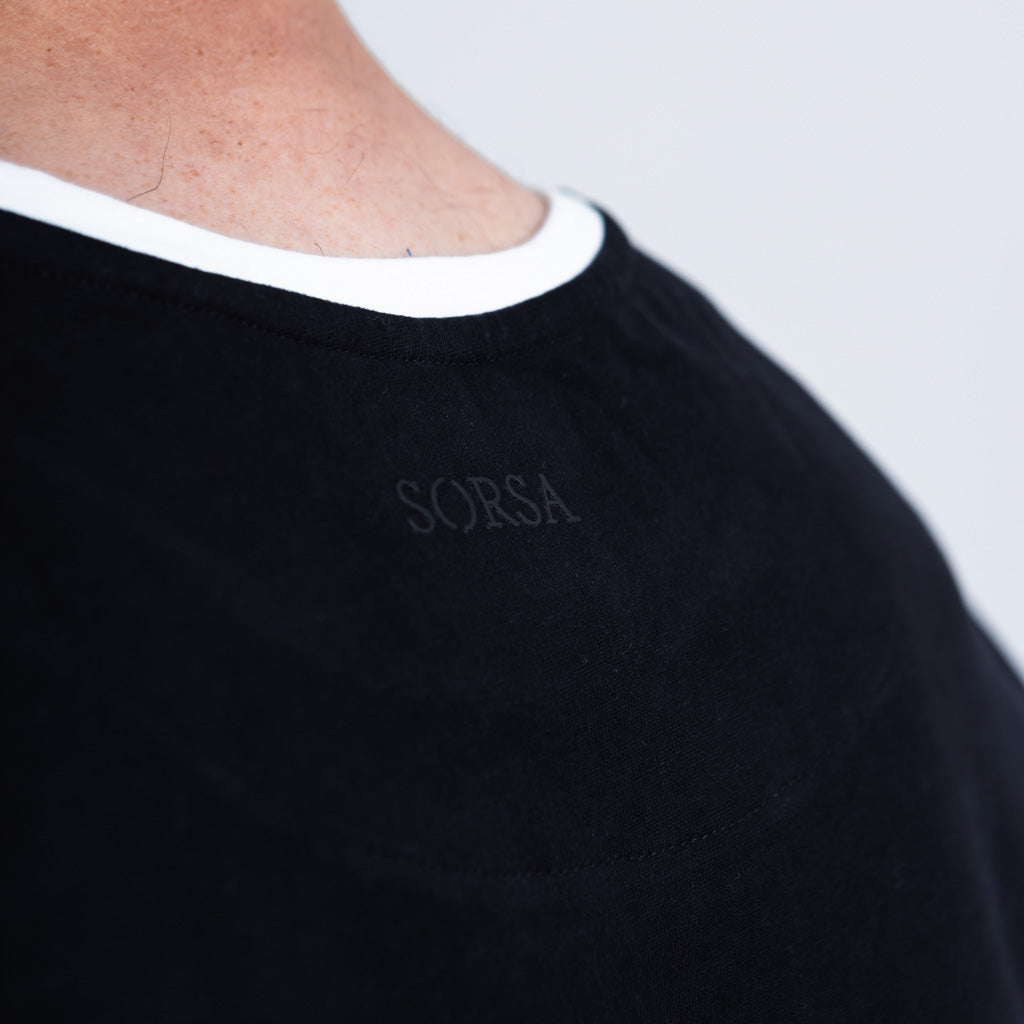 Maree Ringer Tee with Curved Hem - Jet Black