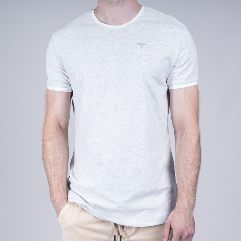 Maree Ringer Tee with Curved Hem - Optic White