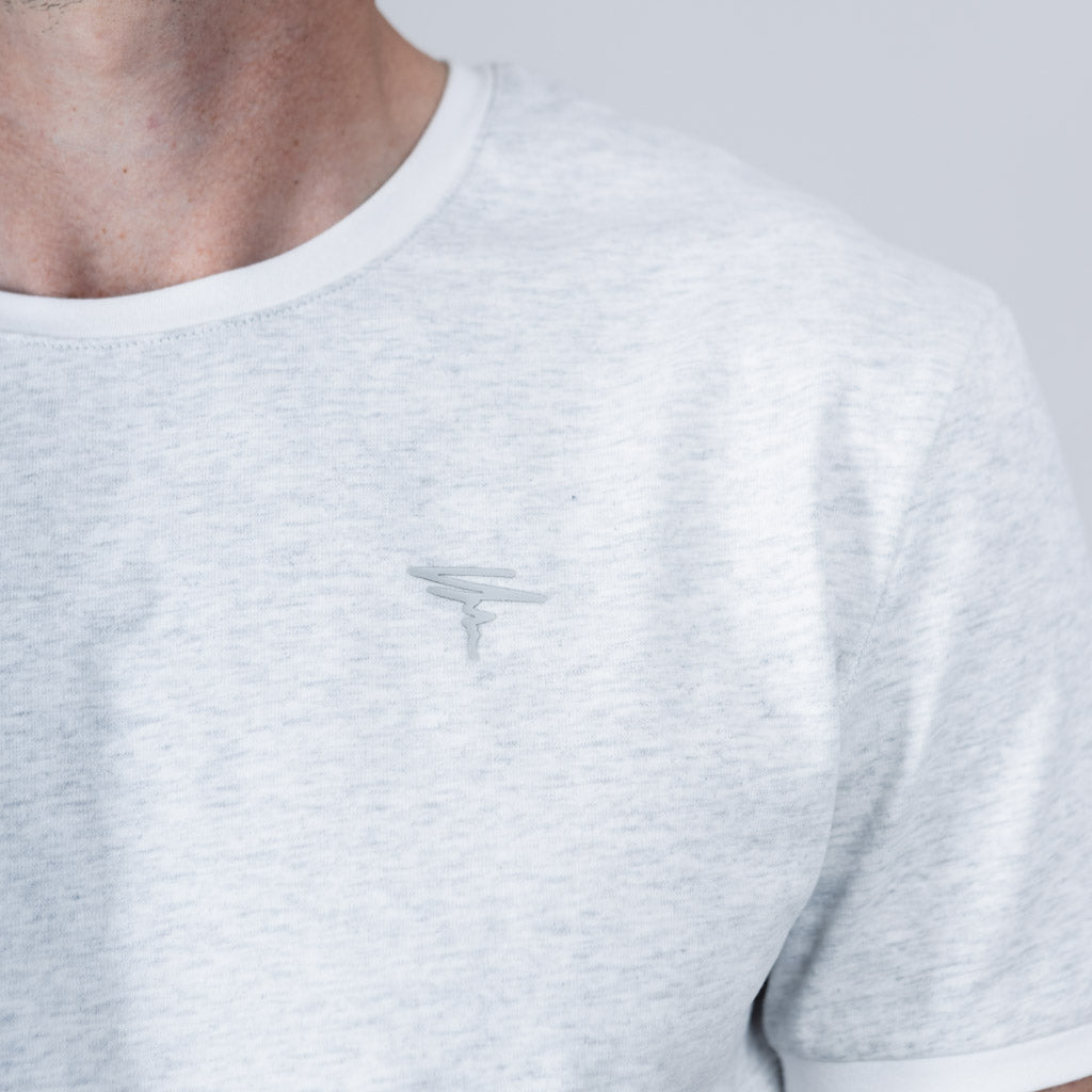 Maree Ringer Tee with Curved Hem - Optic White