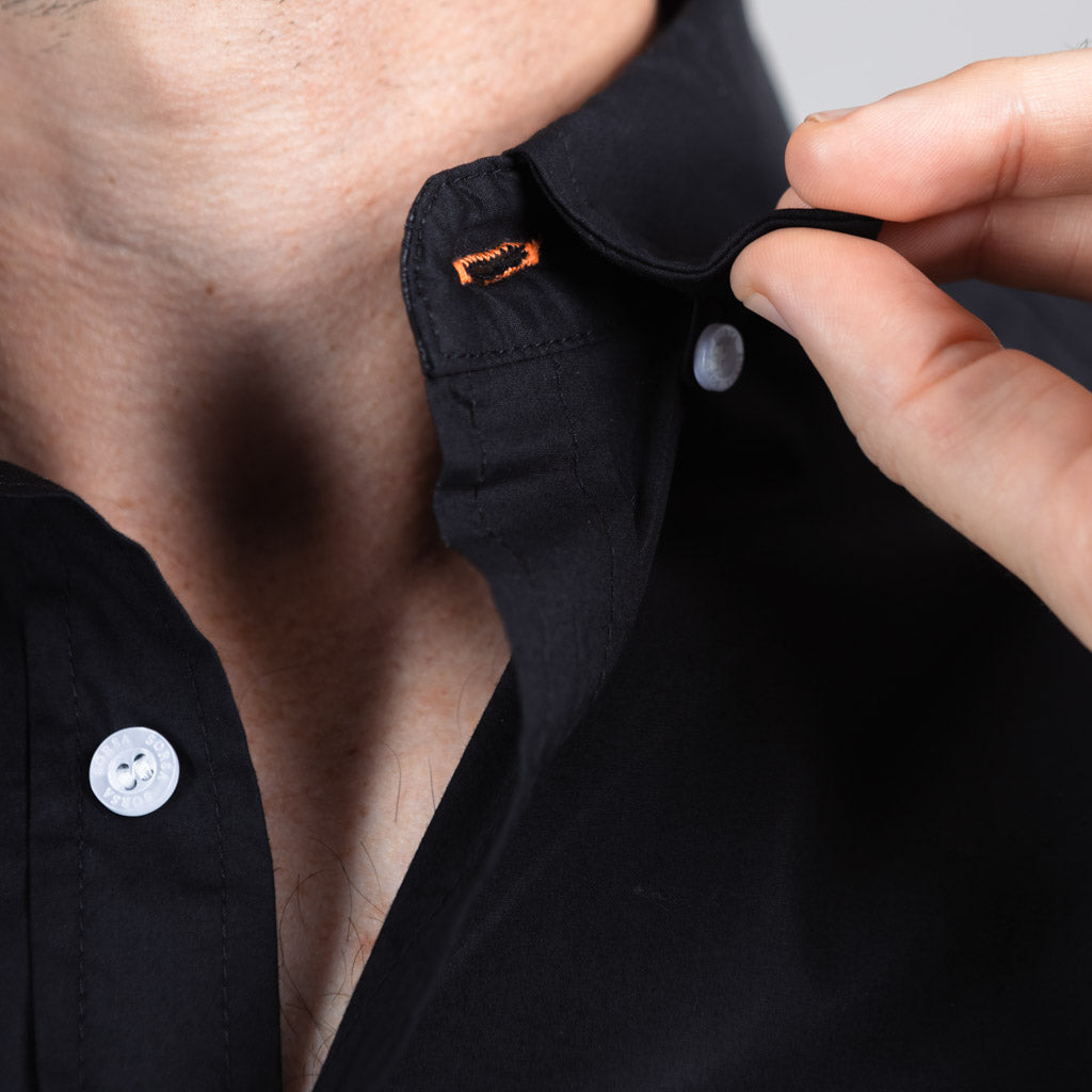 Mill Cotton Half Sleeve Shirt - Jet Black