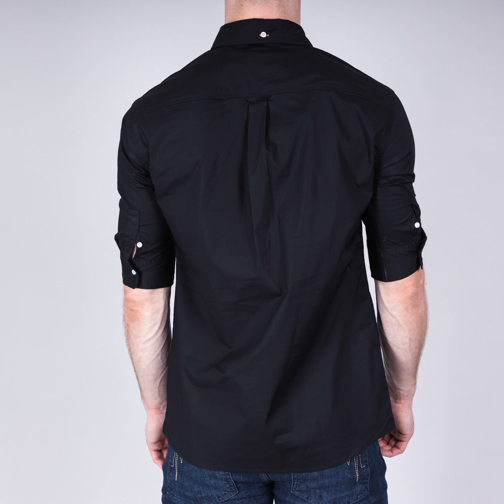 Mill Cotton Half Sleeve Shirt - Jet Black