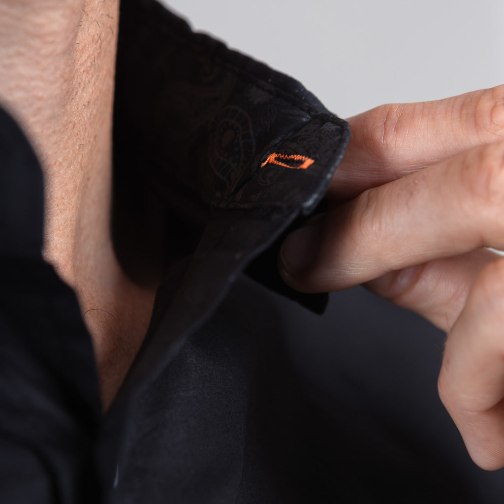 Mill Cotton Half Sleeve Shirt - Jet Black