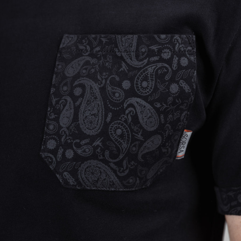 Morar Print Pocket T-Shirt - Jet Black