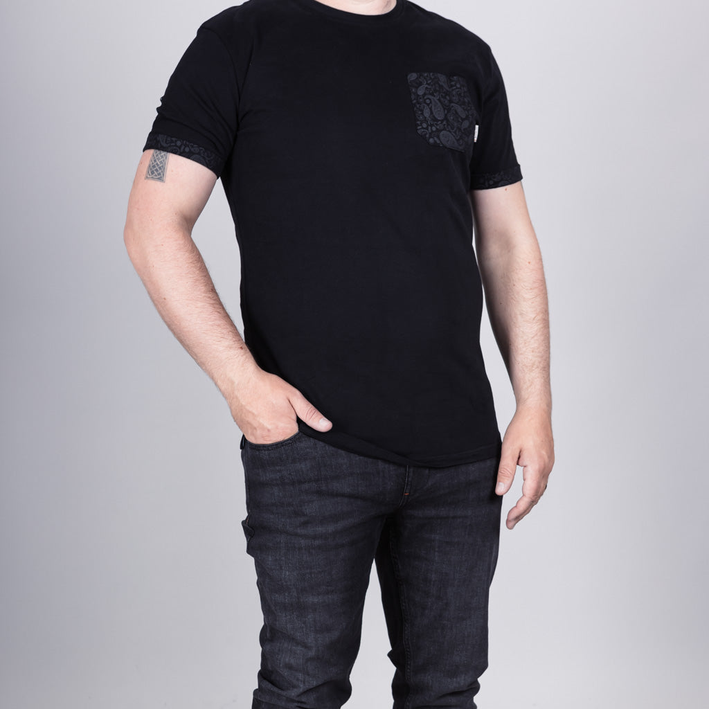 Morar Print Pocket T-Shirt - Jet Black