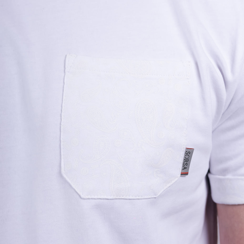 Morar Print Pocket T-Shirt - Optic White