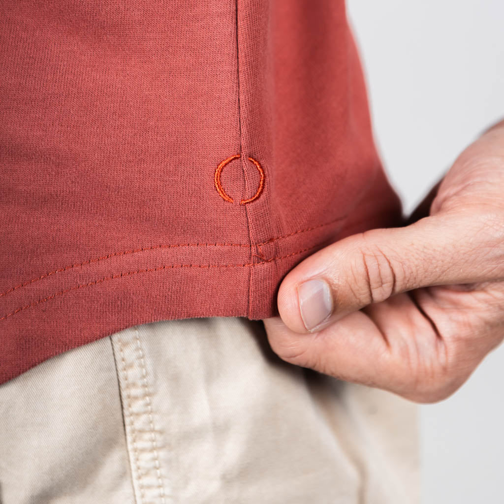 Ness Jersey Dropped Hem Crew Neck T-Shirt - Earth Red