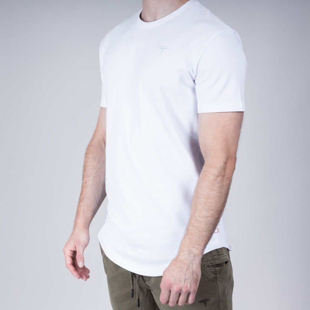 Ness Jersey Dropped Hem Crew Neck T-Shirt - Optic White