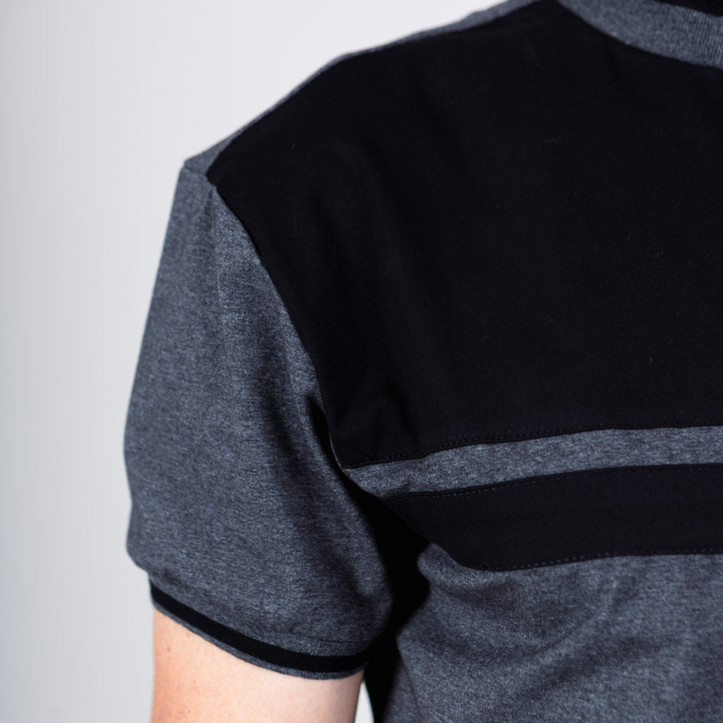 Noir Single Jersey Zip Polo Shirt - Charcoal Marl & Jet Black