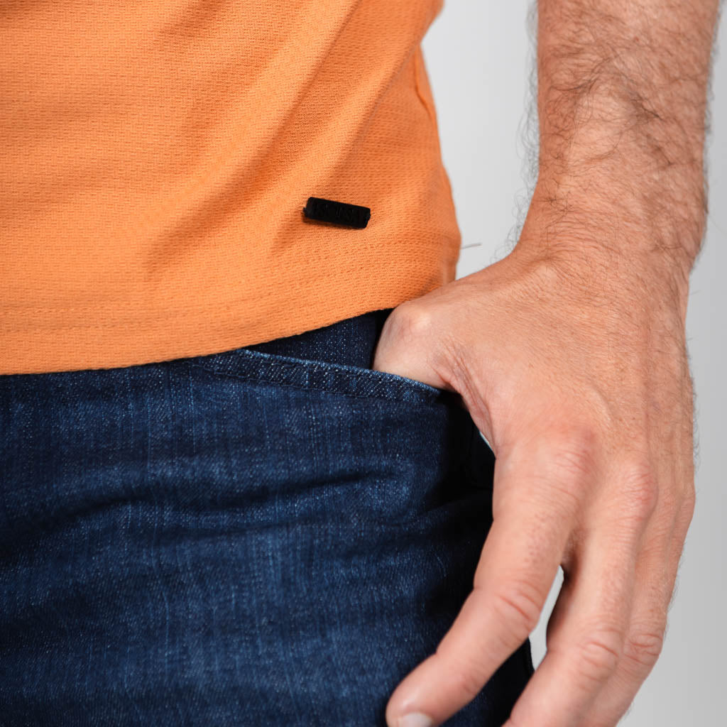 Ordie Textured Basketweave Jersey T-Shirt - Orange