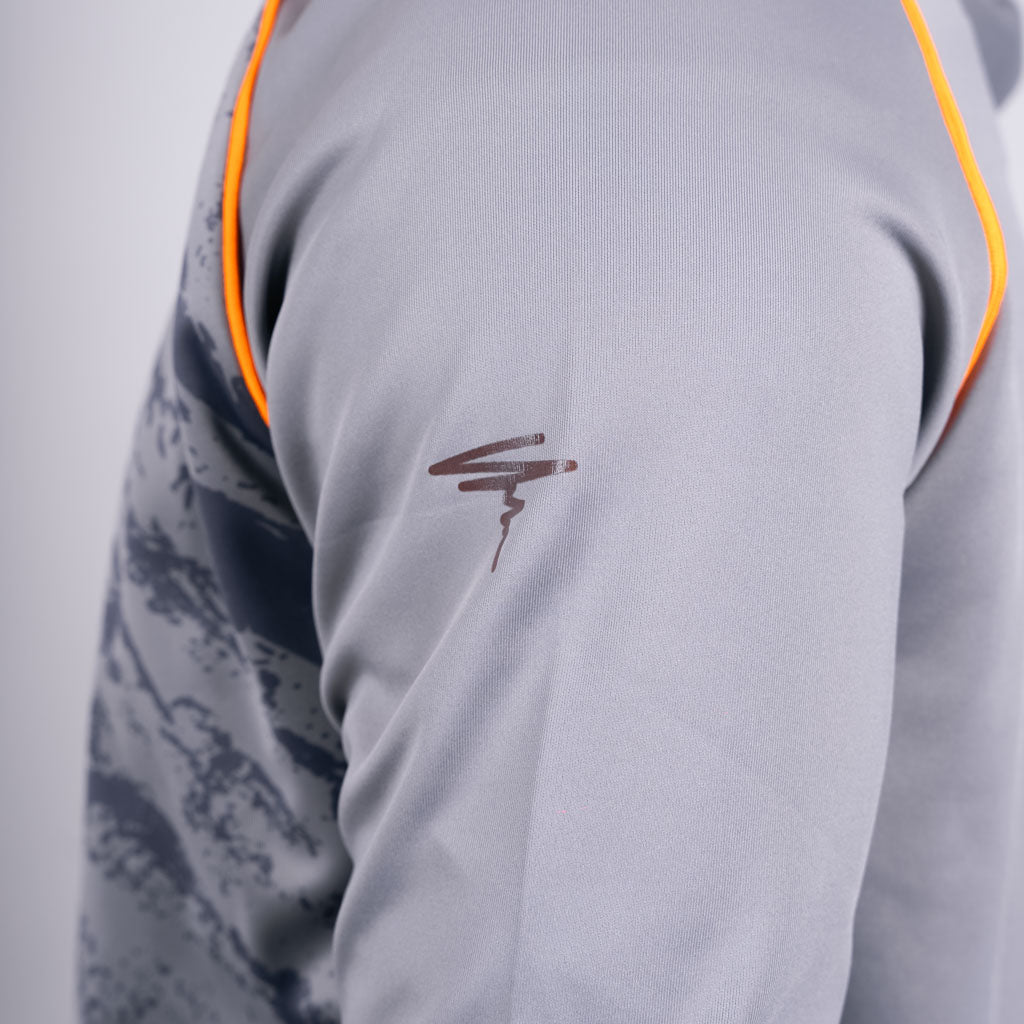 Patrick Funnel Neck Hoodie - Frost Grey & Neon Orange