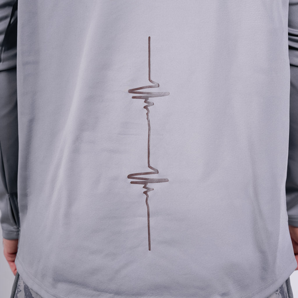 Patrick Funnel Neck Hoodie - Frost Grey & Neon Orange