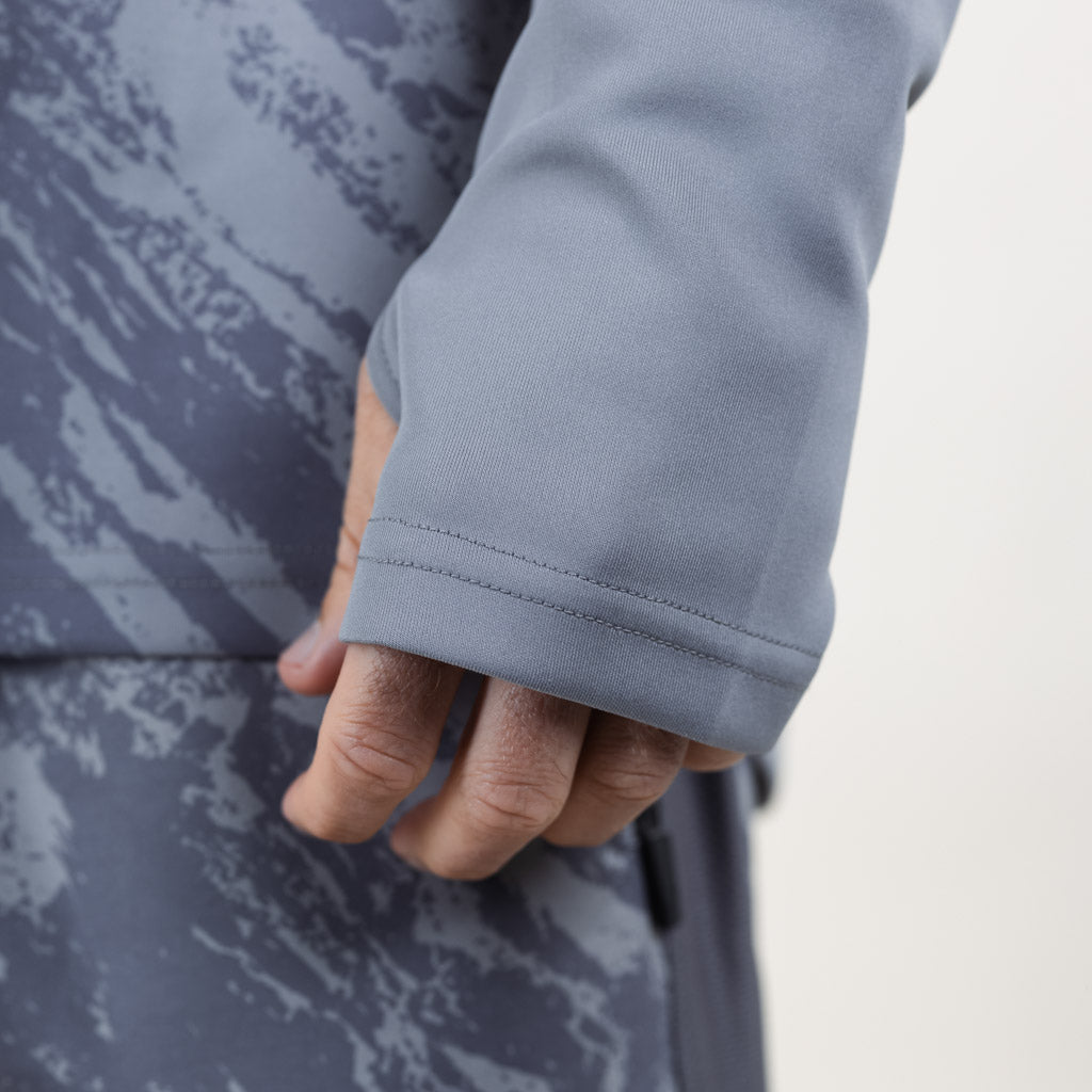 Patrick Funnel Neck Hoodie - Frost Grey & Neon Orange