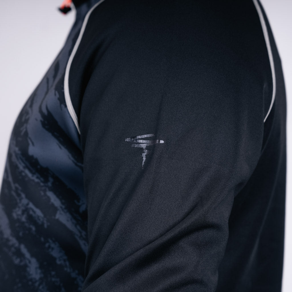 Patrick Funnel Neck Hoodie - Jet Black & Charcoal