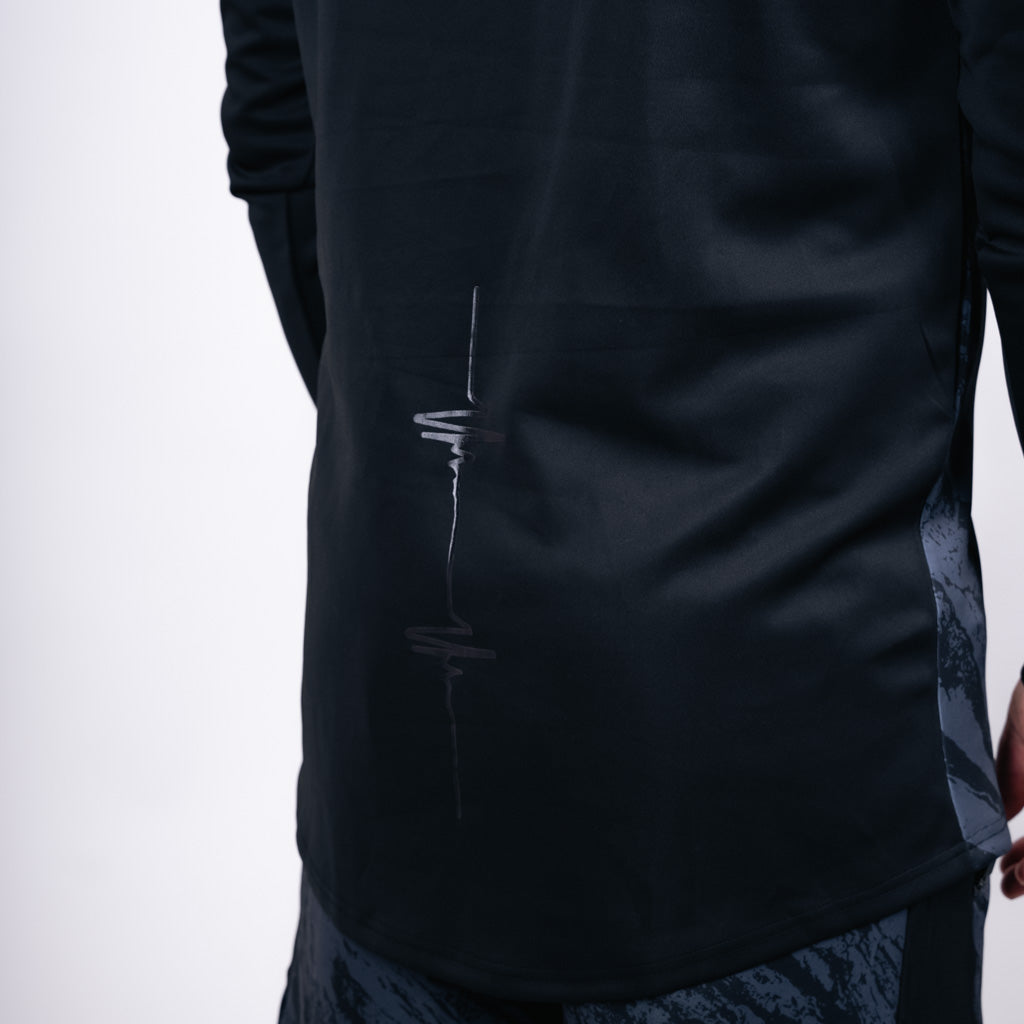 Patrick Funnel Neck Hoodie - Jet Black & Charcoal