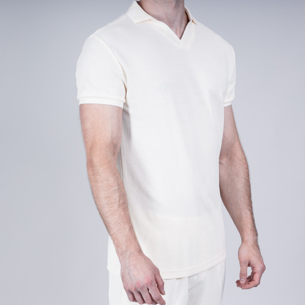 Saird Cotton Waffle Collar T-Shirt