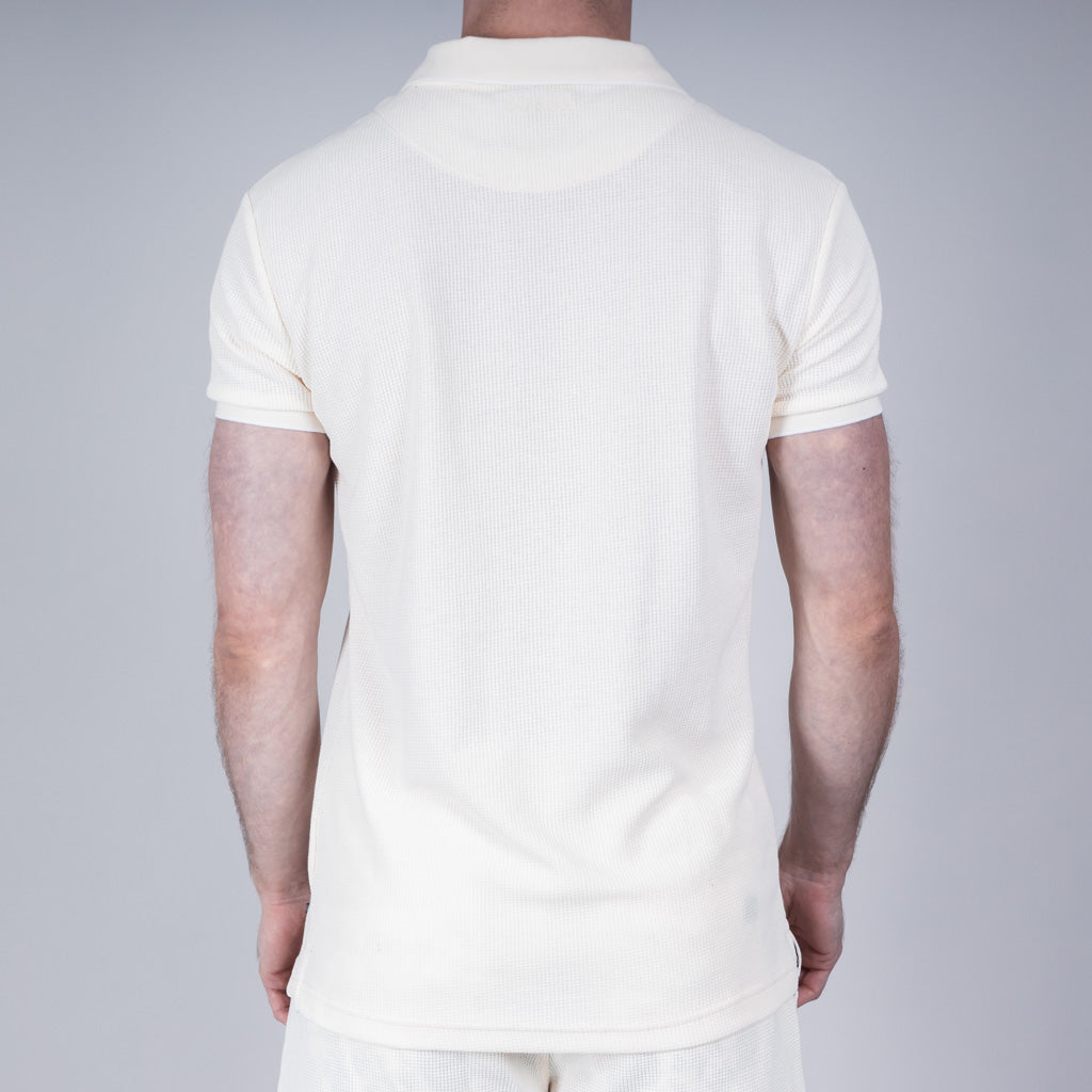 Saird Cotton Waffle Collar T-Shirt - Birch