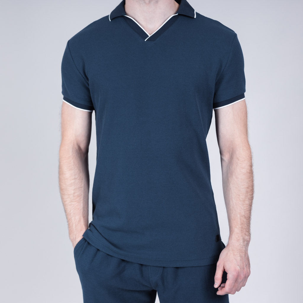 Saird Cotton Waffle Collar T-Shirt