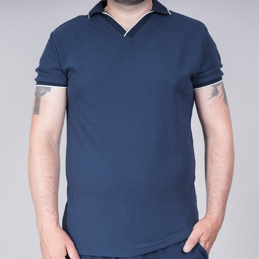 Saird Cotton Waffle Collar T-Shirt