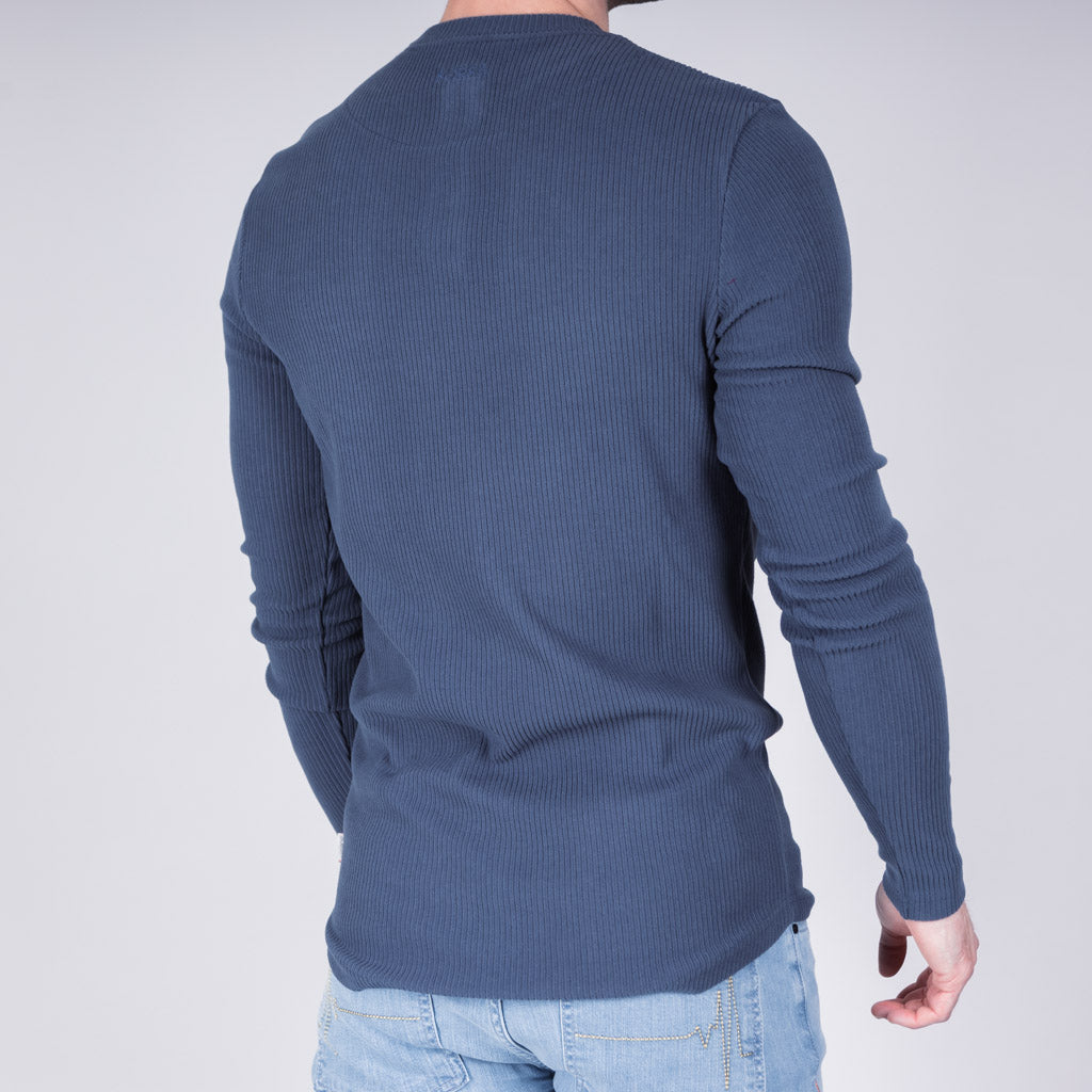 Shiel Twisted Marl Ribbed Long Sleeve T-Shirt - Bering Sea