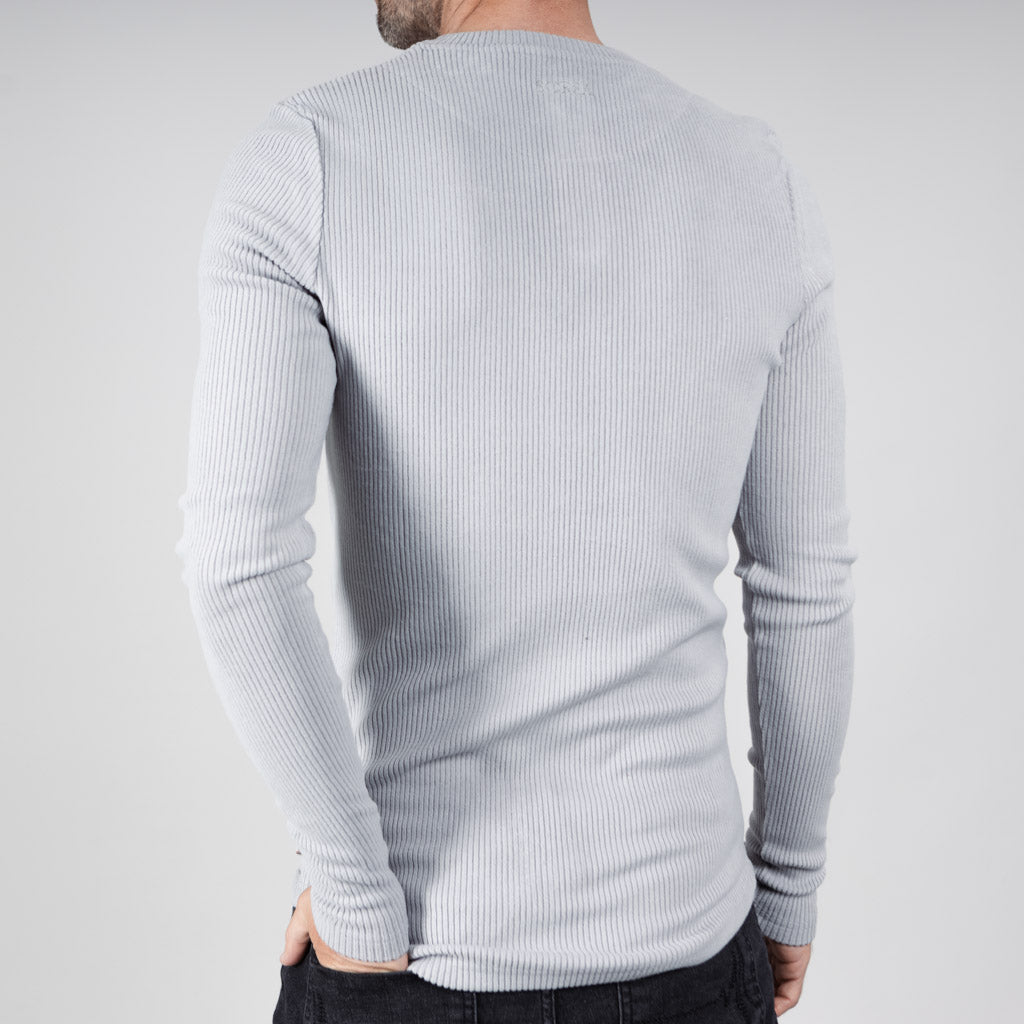 Shiel Twisted Marl Ribbed Long Sleeve T-Shirt - Silver Marl