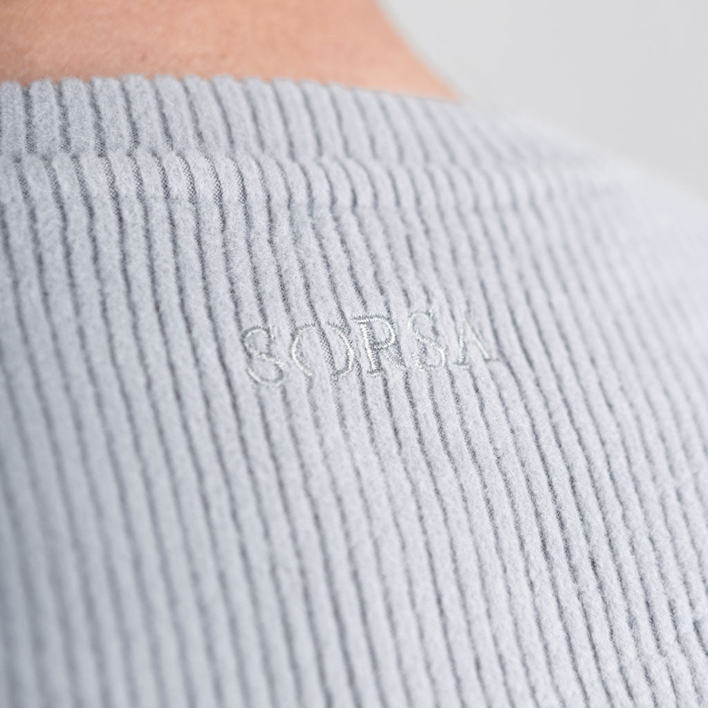 Shiel Twisted Marl Ribbed Long Sleeve T-Shirt - Silver Marl