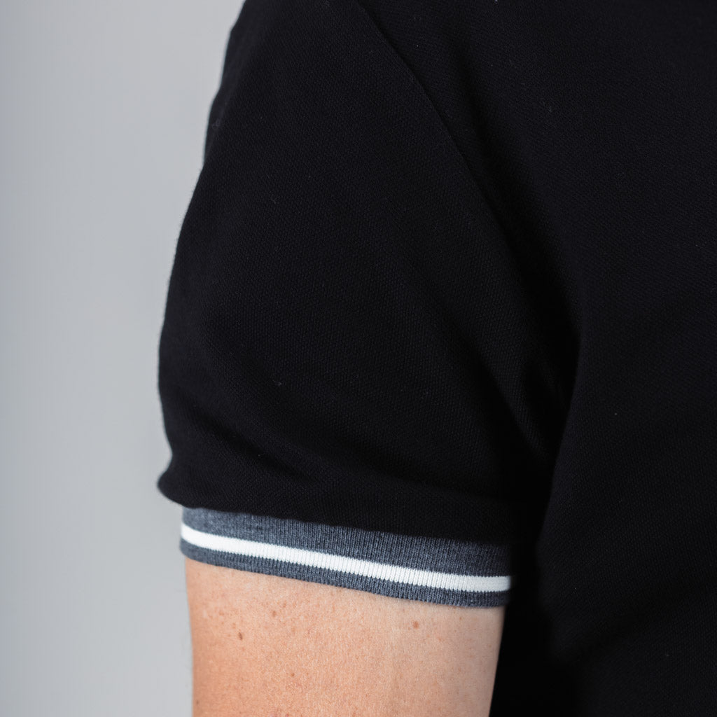 Shin Pique Jersey Baseball Neck Polo Shirt - Jet Black