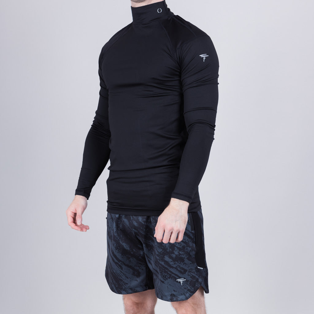 Shira Mock Neck Compression Top - Jet Black