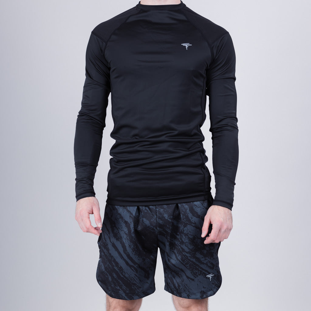 Sian Raglan Compression Long Sleeve Top - Jet Black