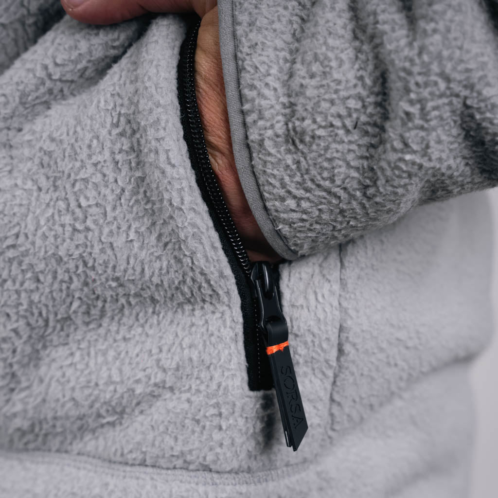 Skyline Funnel Neck Zipper Fleece - Grey Marl