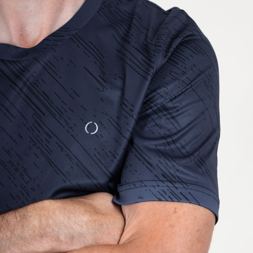 St John Curved Hem Crew Neck T-Shirt - Jet Black & Vapour Blue