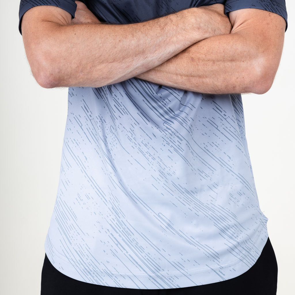 St John Curved Hem Crew Neck T-Shirt - Jet Black & Vapour Blue