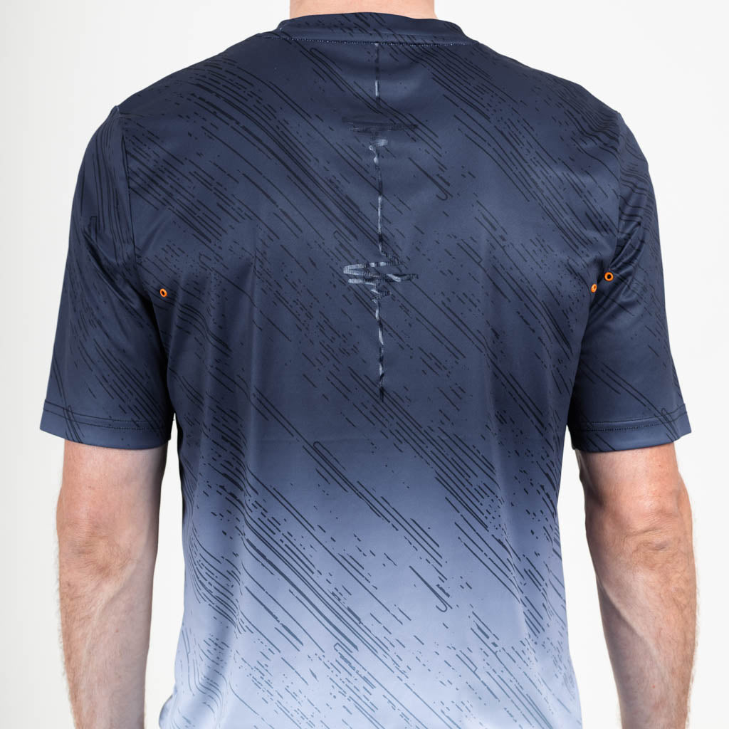 St John Curved Hem Crew Neck T-Shirt - Jet Black & Vapour Blue