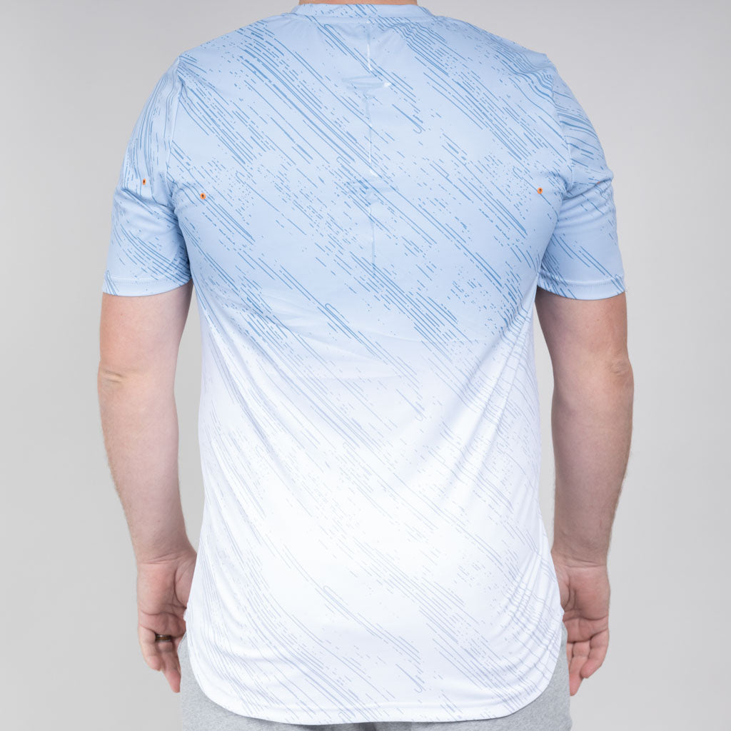 St John Curved Hem Crew Neck T-Shirt - Celestial Blue & Optic White